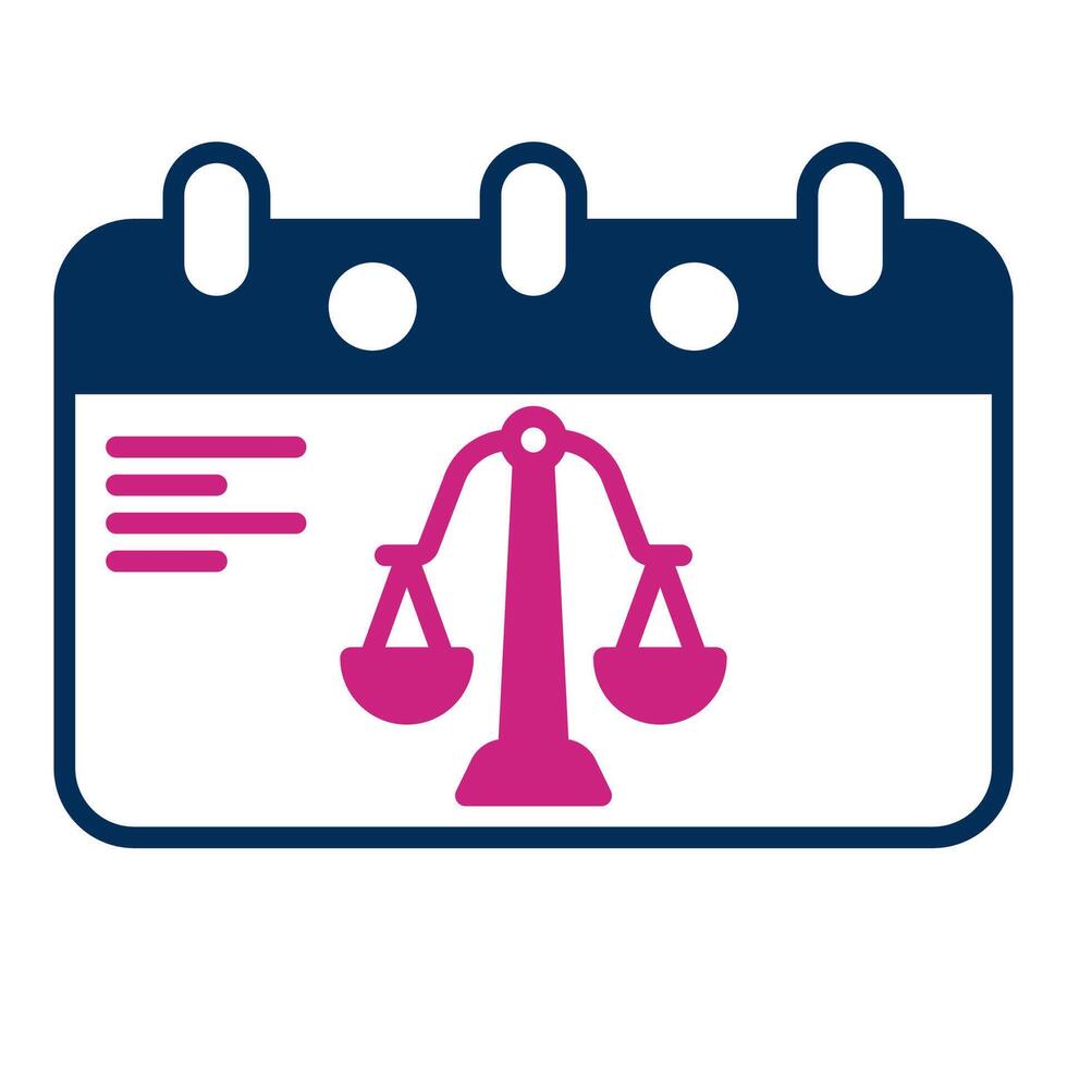 trial calendar icon, judge and court tools icon vector