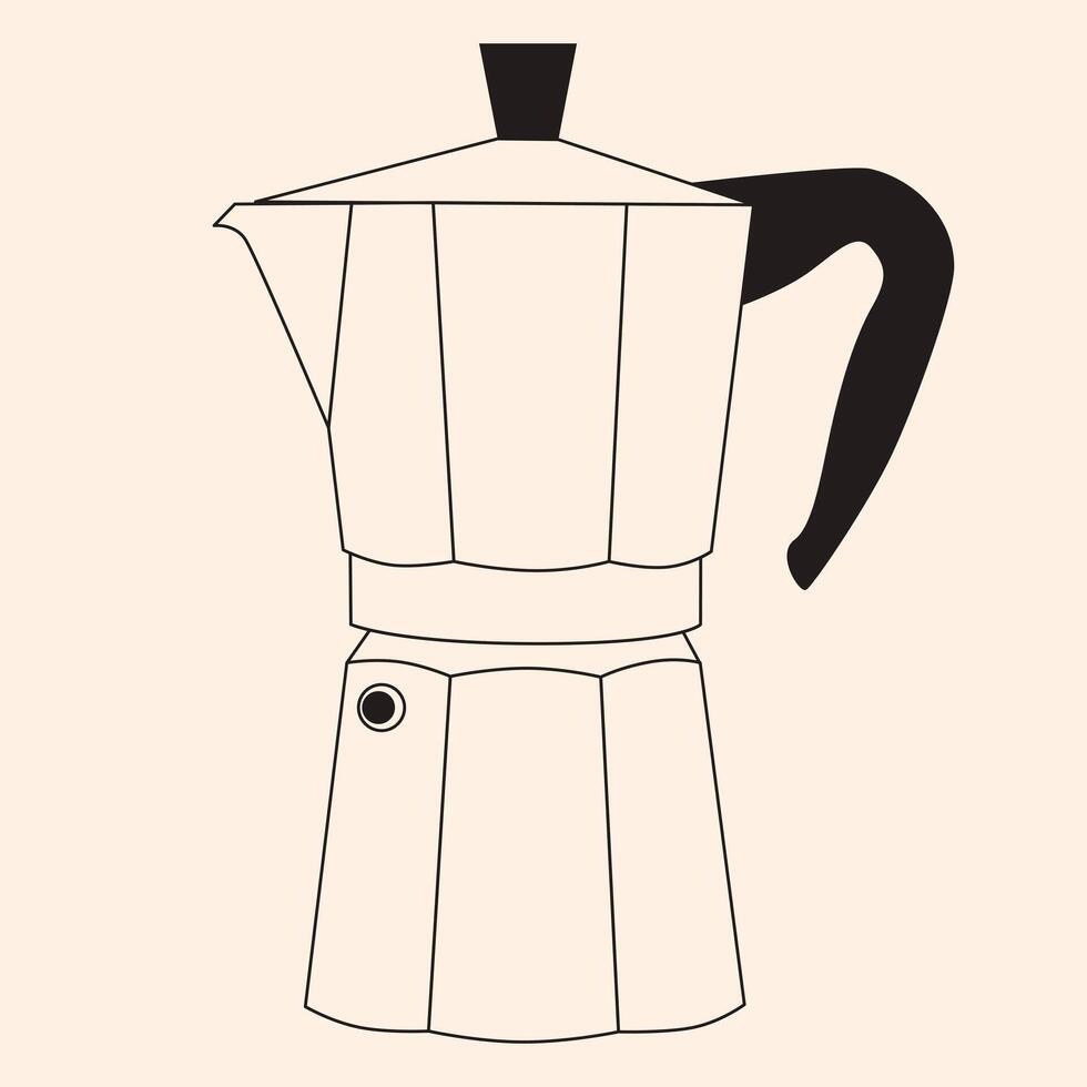 Black and White Drawing of a Geyzer Coffee Pot vector