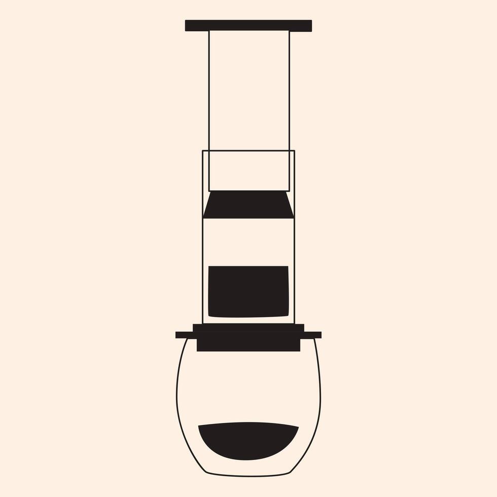 Black and White Drawing of a Aeropress Coffee Maker vector