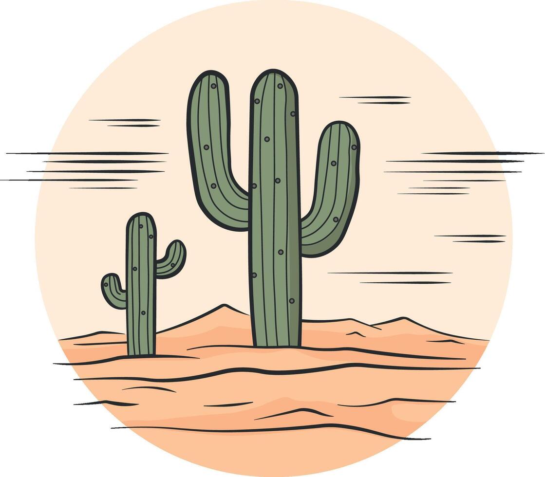 cactus in the desert drawing without background vector