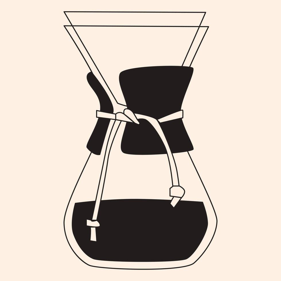 Black and White Coffee Pot With Handle vector
