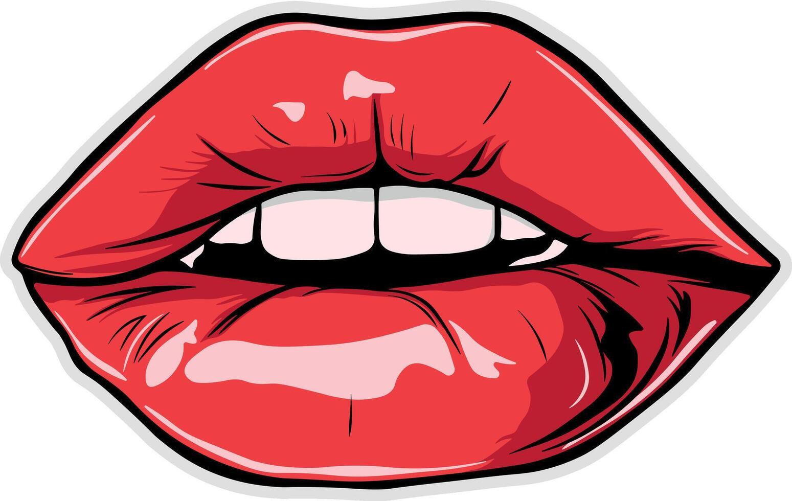 drawing of lips with red lipstick without background vector