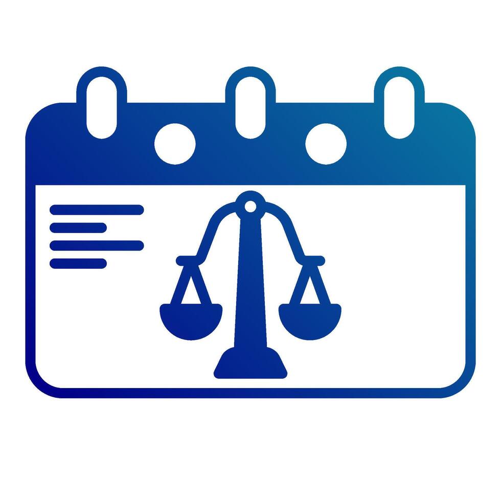 trial calendar icon, judge and court tools icon vector