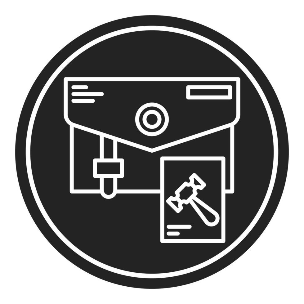 briefcase icon, judge and court tools icon vector