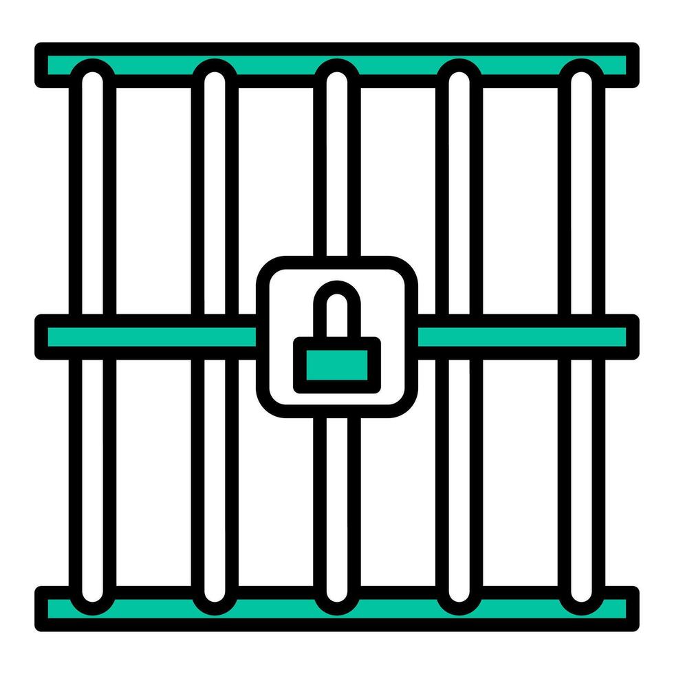 prison bars icon, judge and court tools icon vector