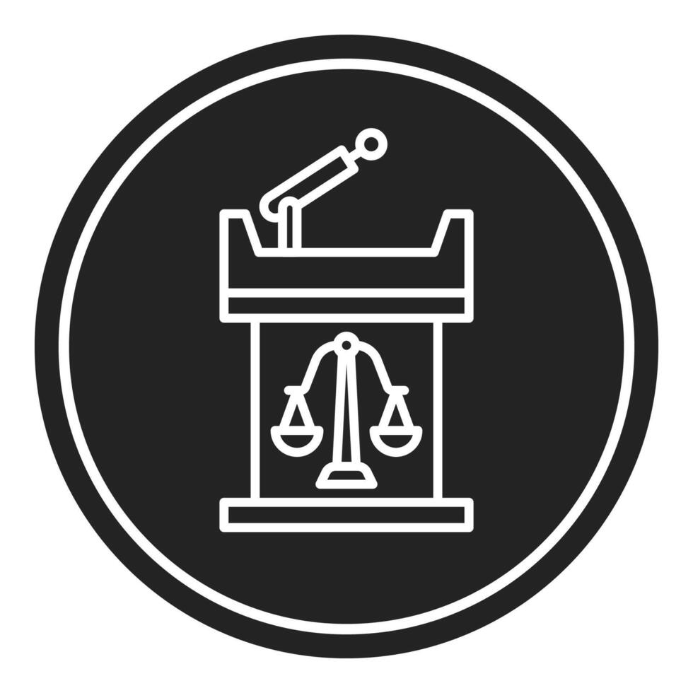 court witness table icon, judge and court tools icon vector