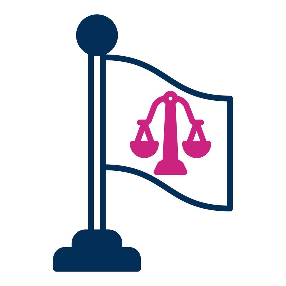 court symbol flag icon, judge and court tools icon vector