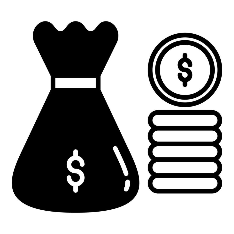 money and money sack, bookkeeping and business icon vector
