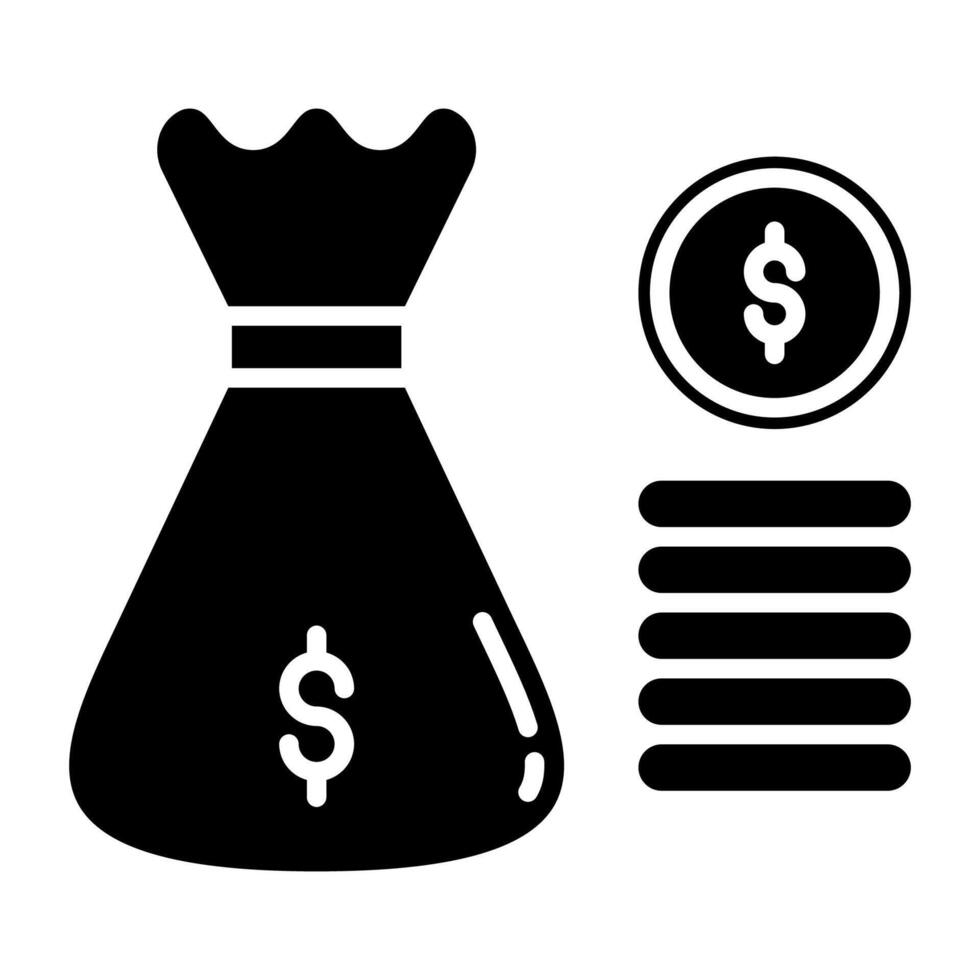 money and money sack, bookkeeping and business icon vector