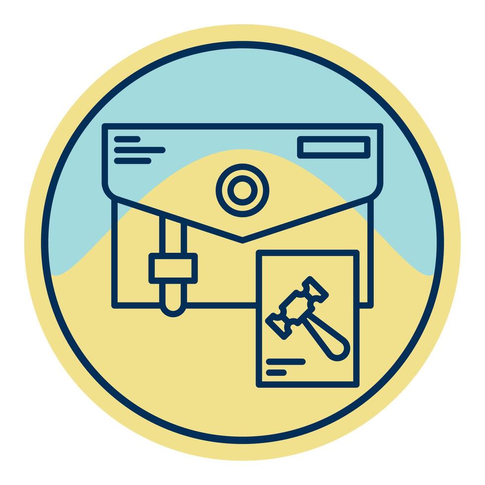 briefcase icon, judge and court tools icon vector