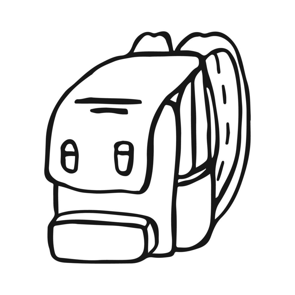 Simple Black and White Sketch of a Backpack in Daylight With Minimalist Design vector