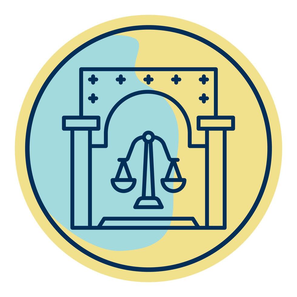 court room icon, judge and court tools icon vector