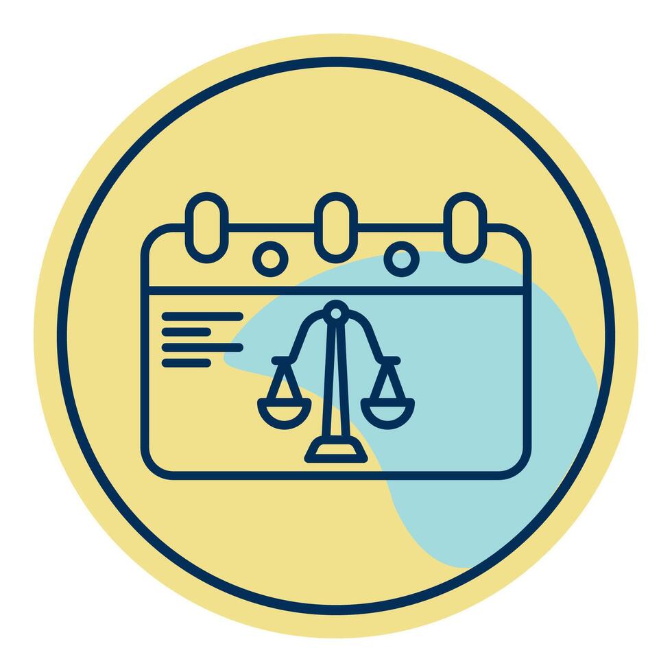 trial calendar icon, judge and court tools icon vector