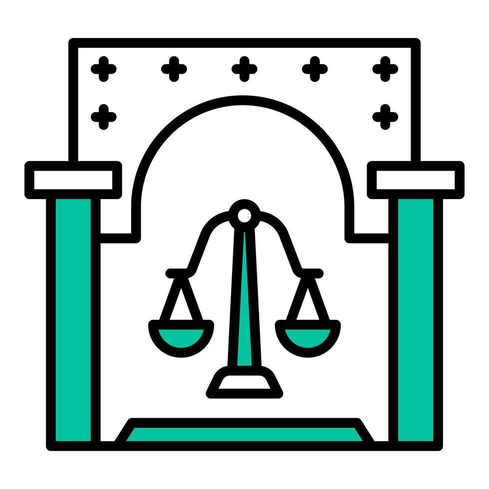 court room icon, judge and court tools icon vector