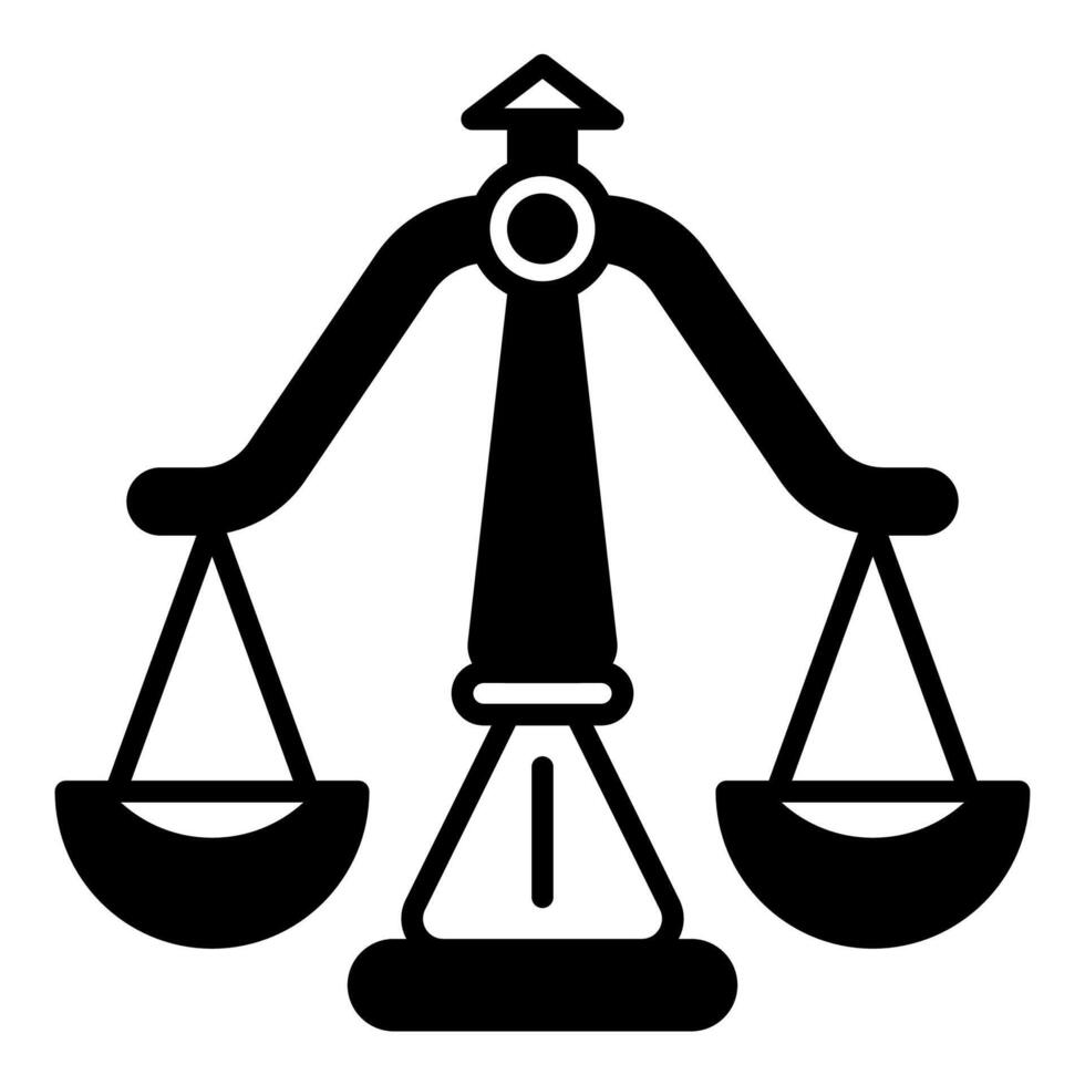 justice scale symbol icon, judge and court tools icon vector