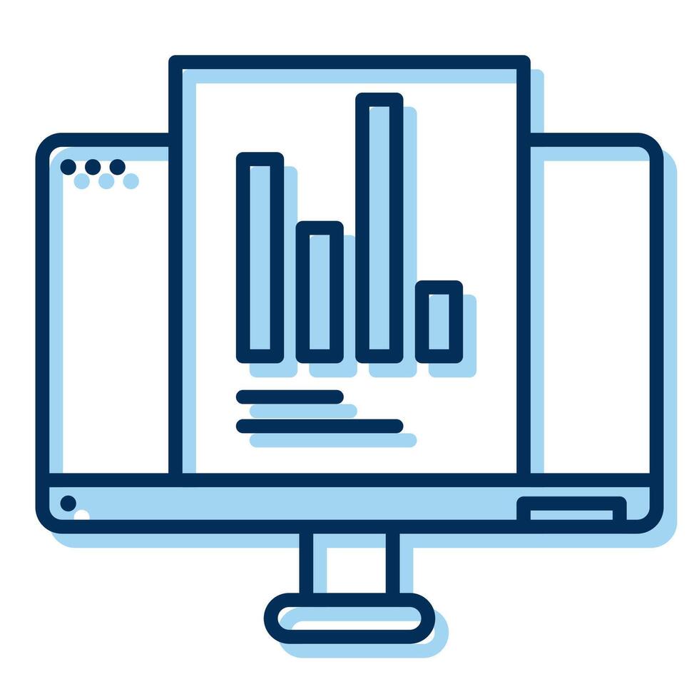 chart icon and computer screen, bookkeeping and business icon vector