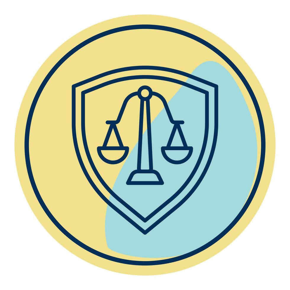 shield and scales of justice icon, judge and court tools icon vector