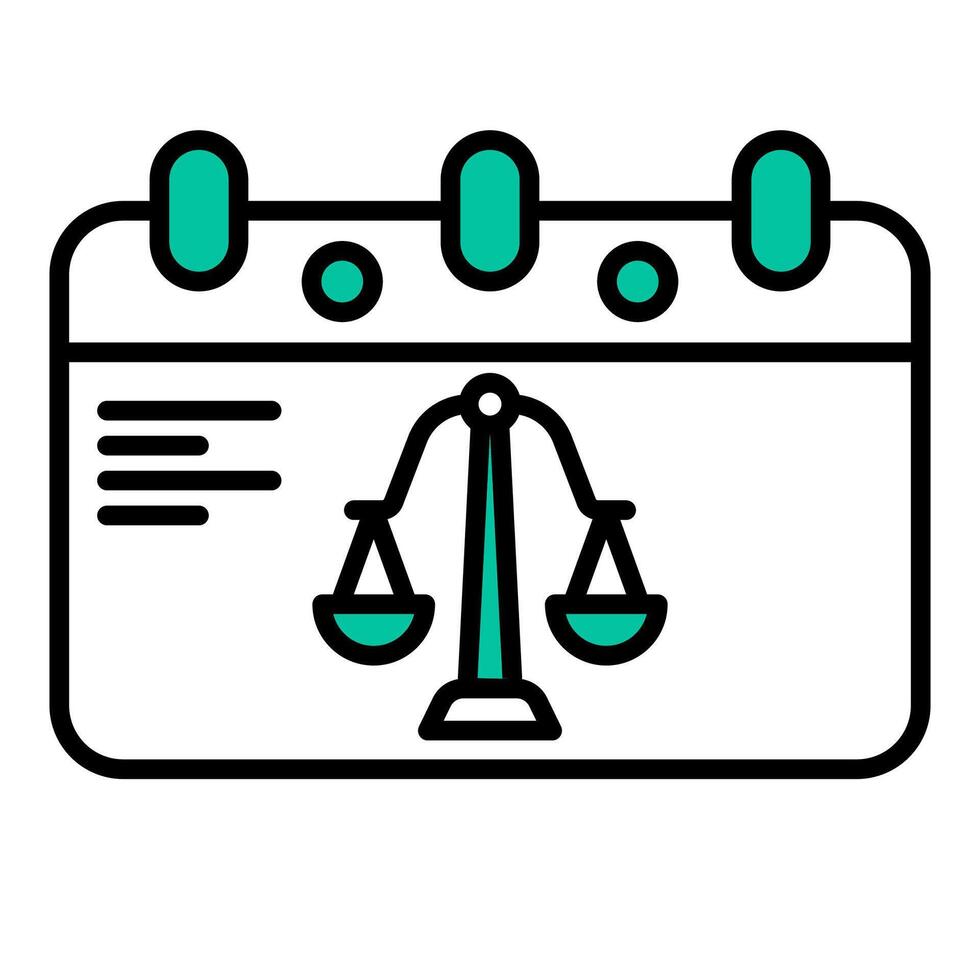 trial calendar icon, judge and court tools icon vector