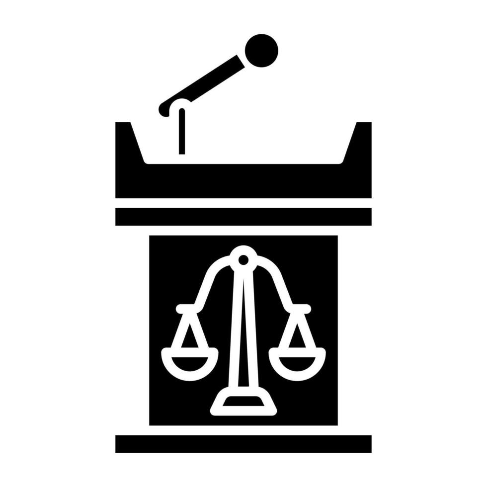 court witness table icon, judge and court tools icon vector