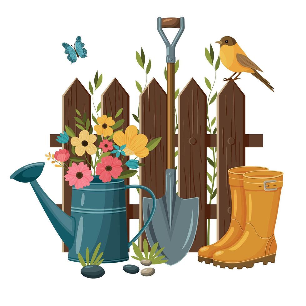 Gardening, floristry and love of nature. vector