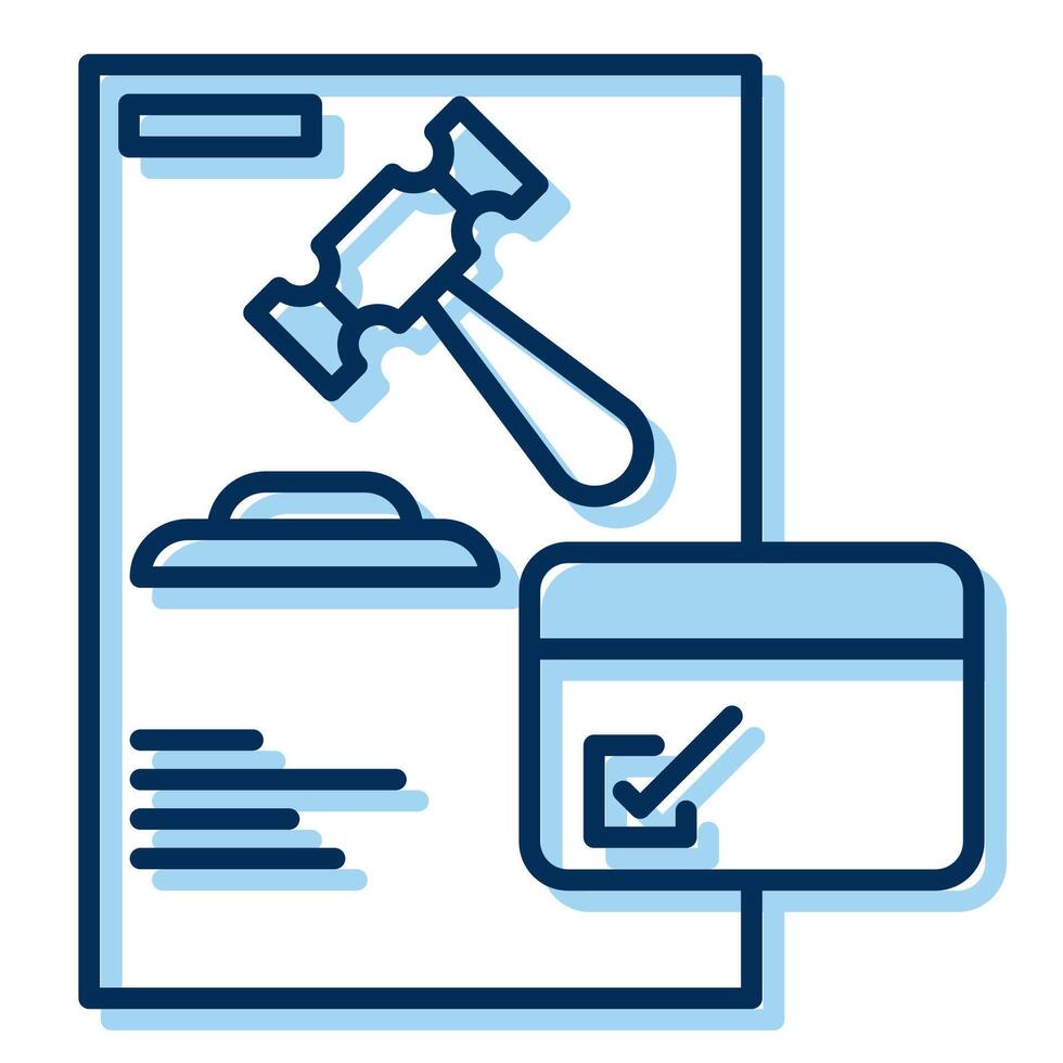 court schedule icon, judge and court tools icon vector