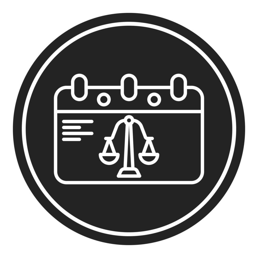 trial calendar icon, judge and court tools icon vector