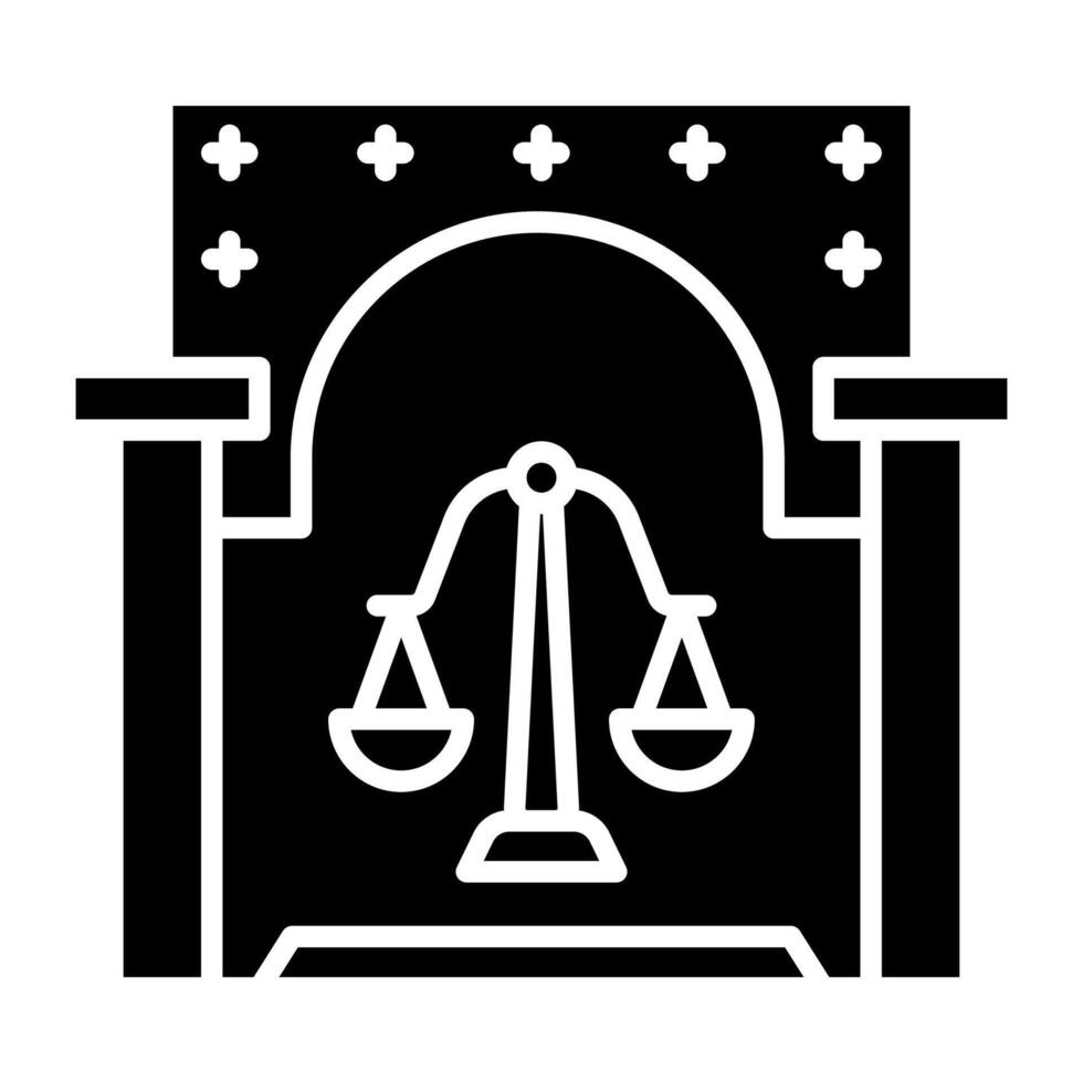 court room icon, judge and court tools icon vector
