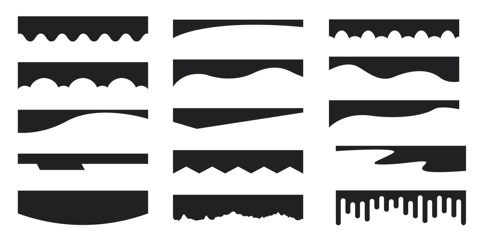 Header bottom divider, border higlight cover template, layout web page separator curve lines, waves, abstract design element for page web site. vector