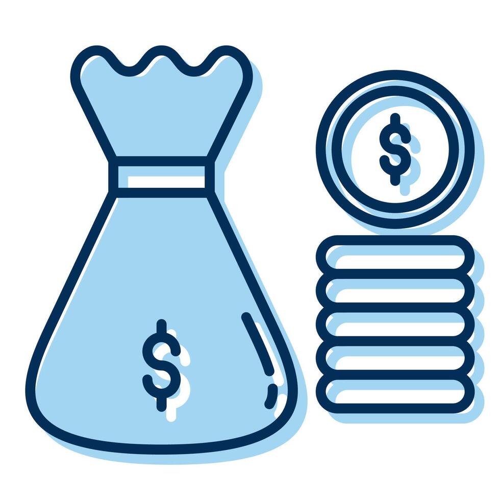 money and money sack, bookkeeping and business icon vector