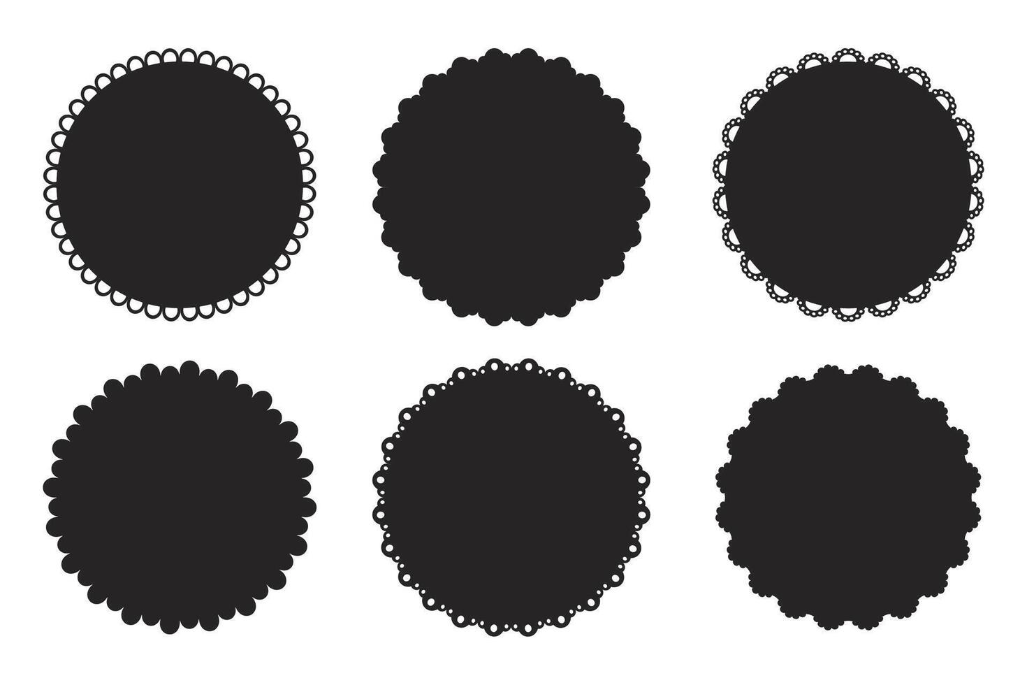Scalloped edge emblem seal frame round price badge simple decoration isolated on white background. Stamp, wavy clip art. illustration vector
