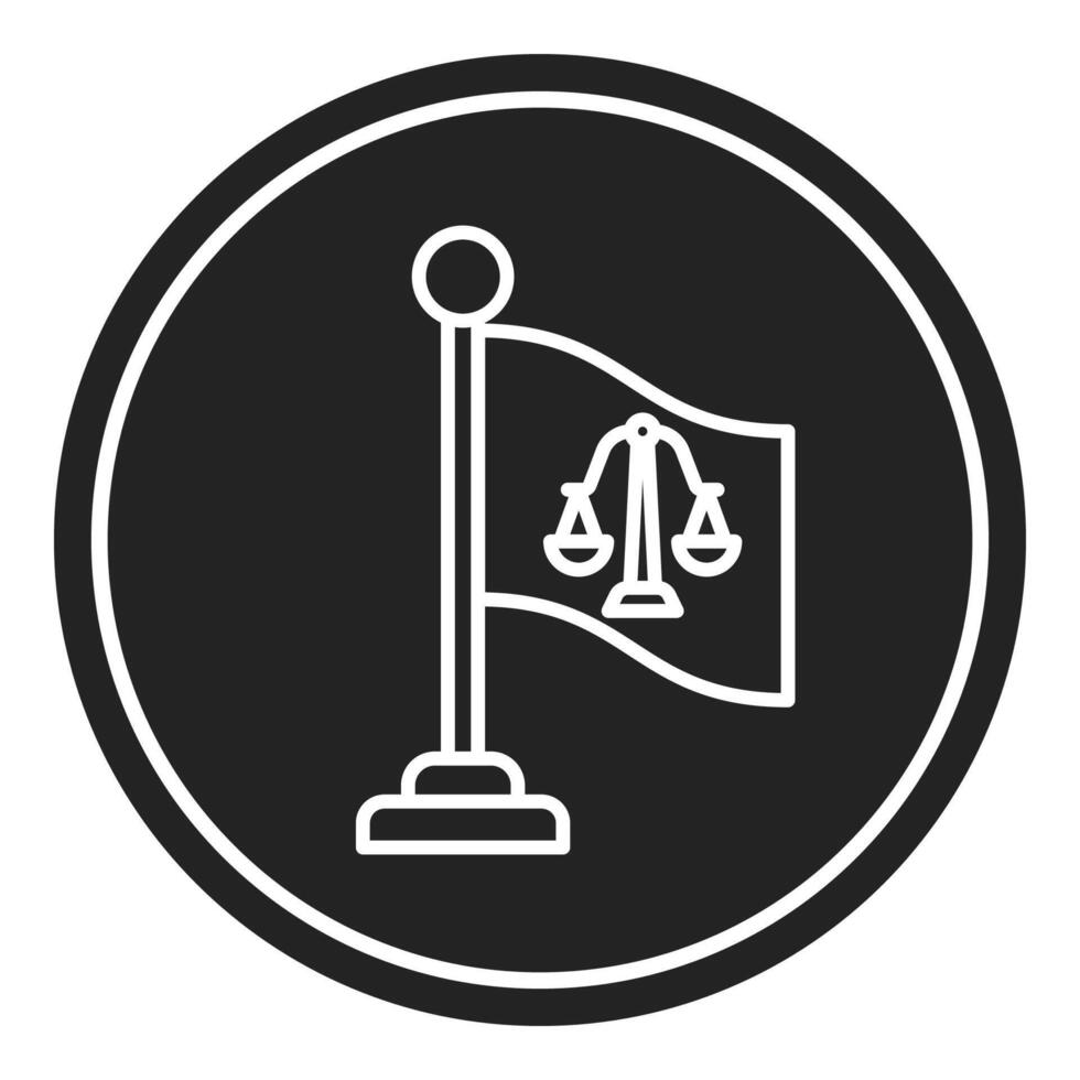 court symbol flag icon, judge and court tools icon vector