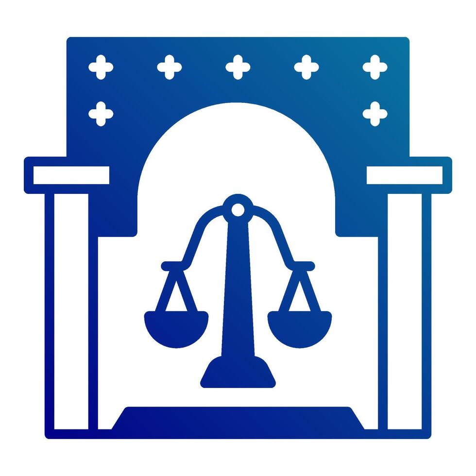 court room icon, judge and court tools icon vector