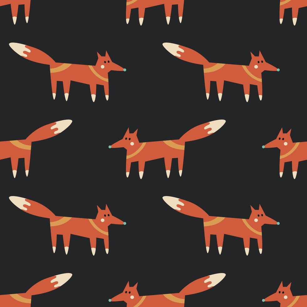 Seamless pattern with red foxes vector