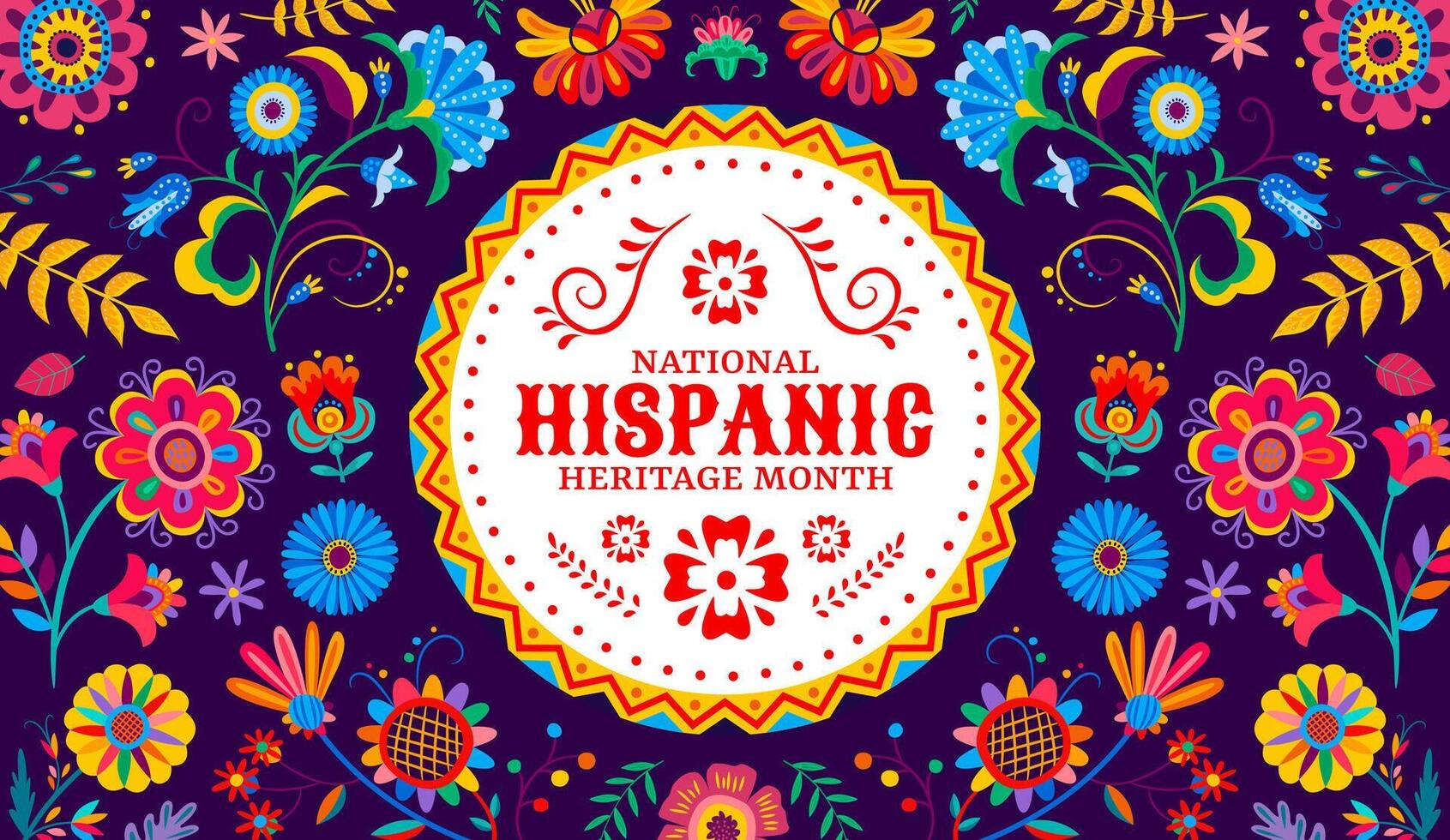 Flowers pattern on hispanic heritage banner vector