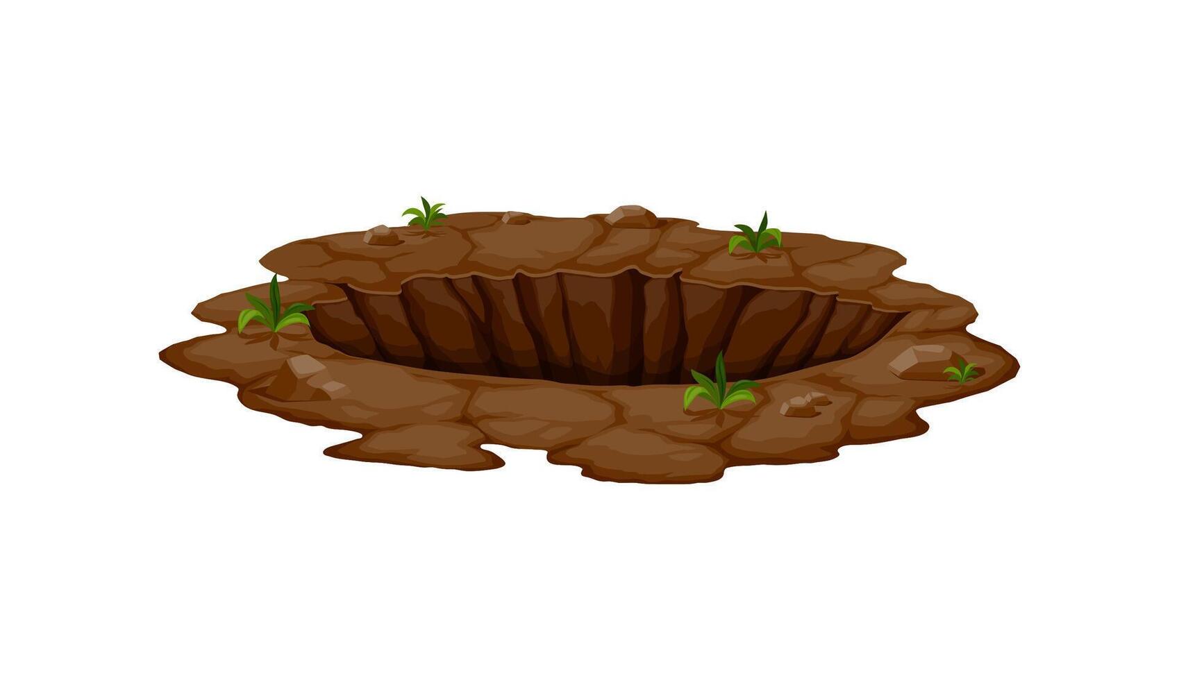 Ground hole, deep burrow, soil erosion natural gap vector