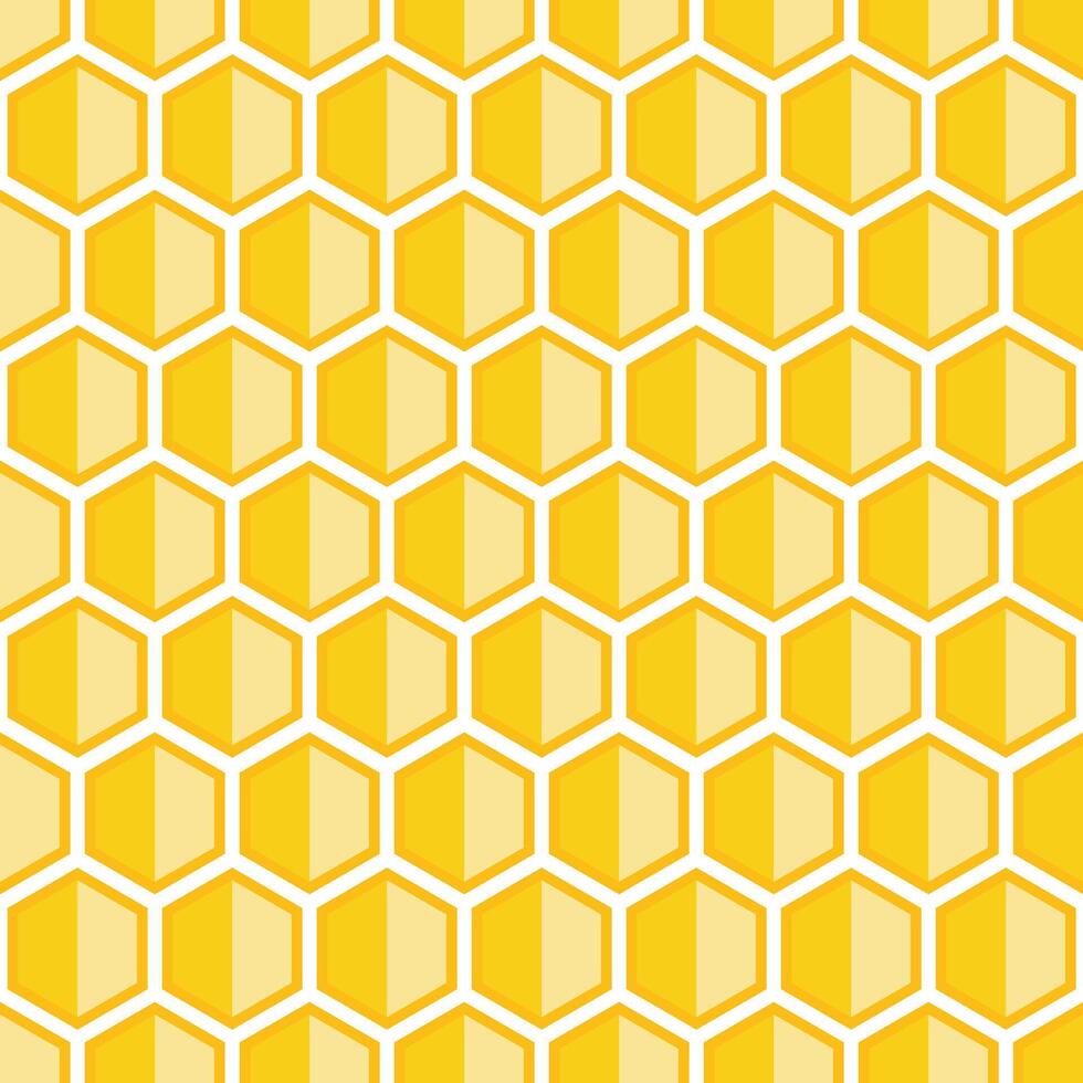 Flat Yellow Honeycomb Hexagon Seamless Pattern vector