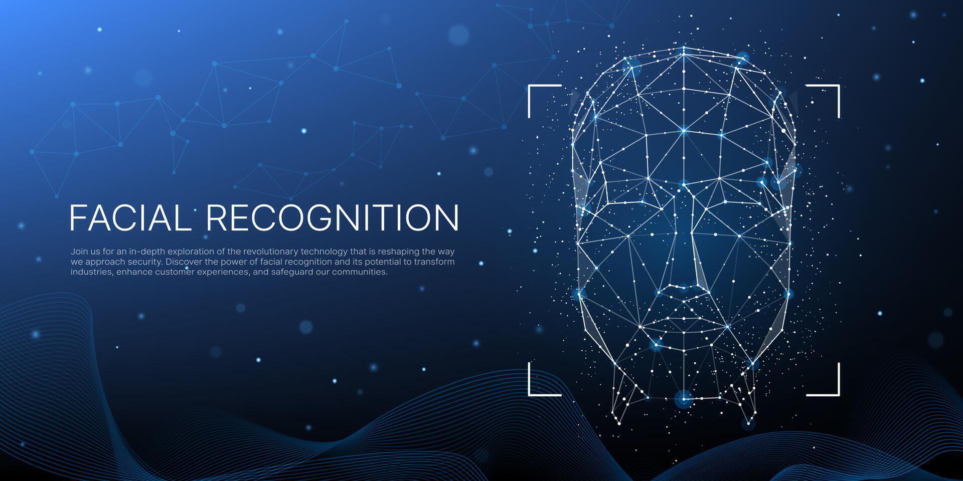 Face recognition technology 3d geometric wireframe vector