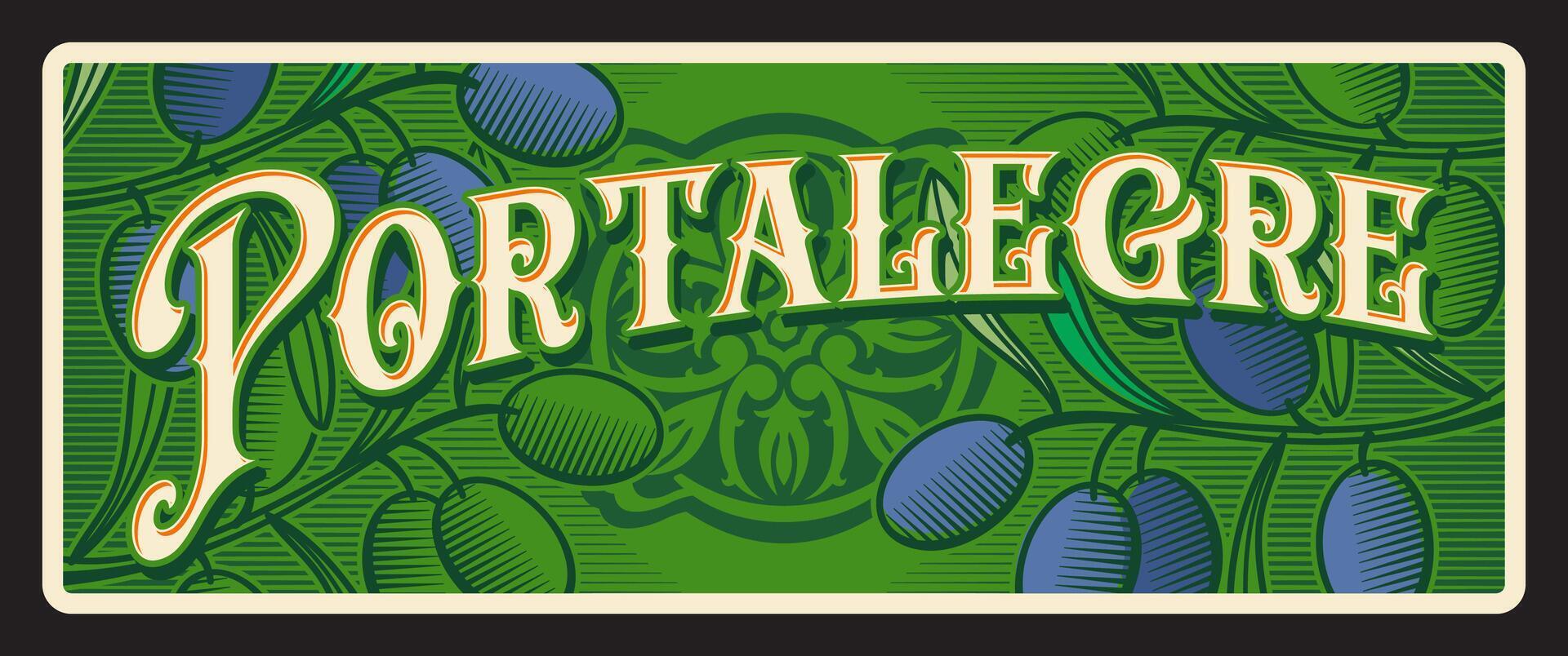 Portalegre Portuguese region, retro tin sign vector