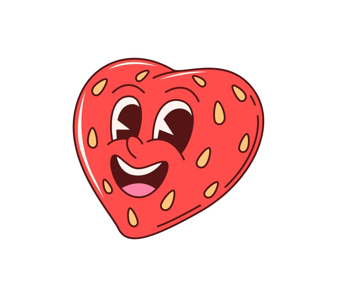 Retro y2k groovy love heart cartoon character vector