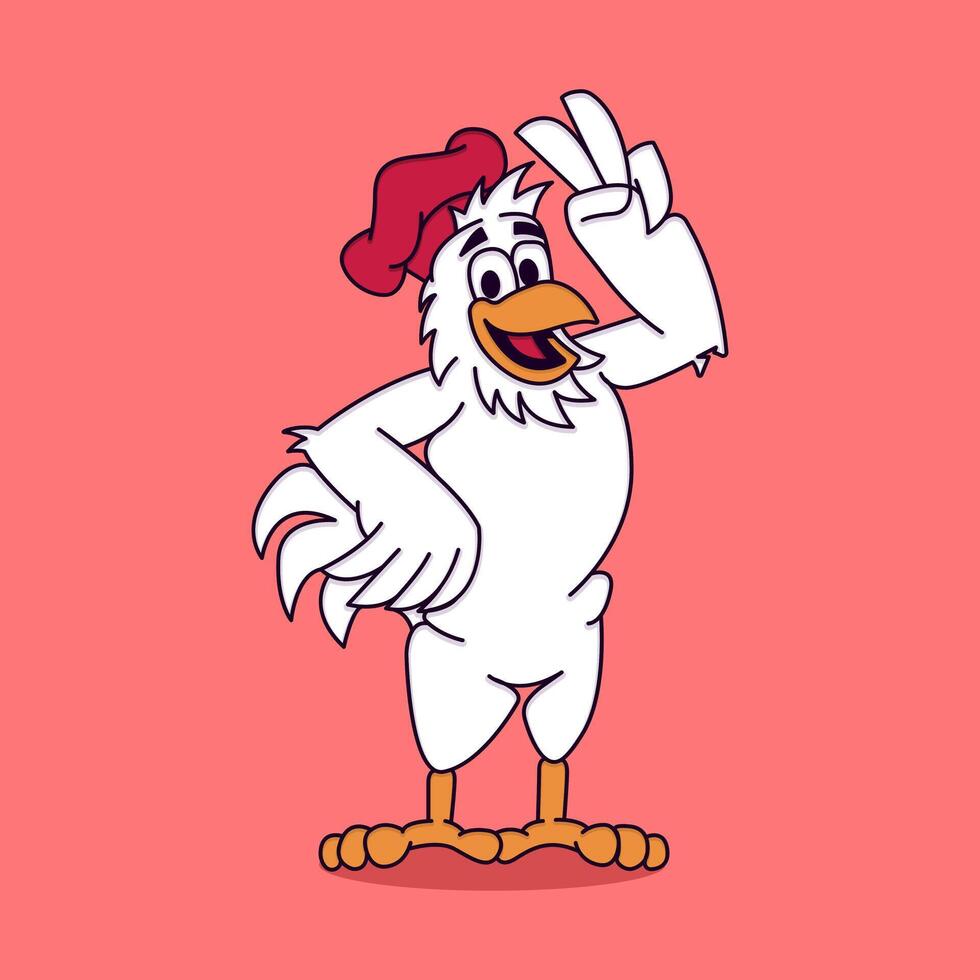 illustration of a cartoon chicken wearing a chef's hat vector