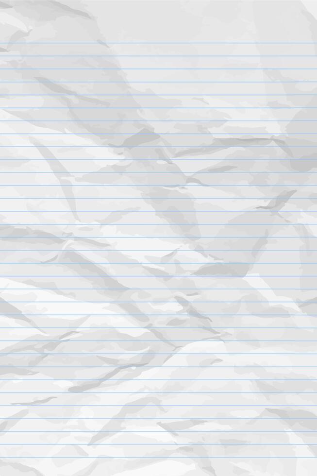 White clean crumpled notebook paper with lines vector