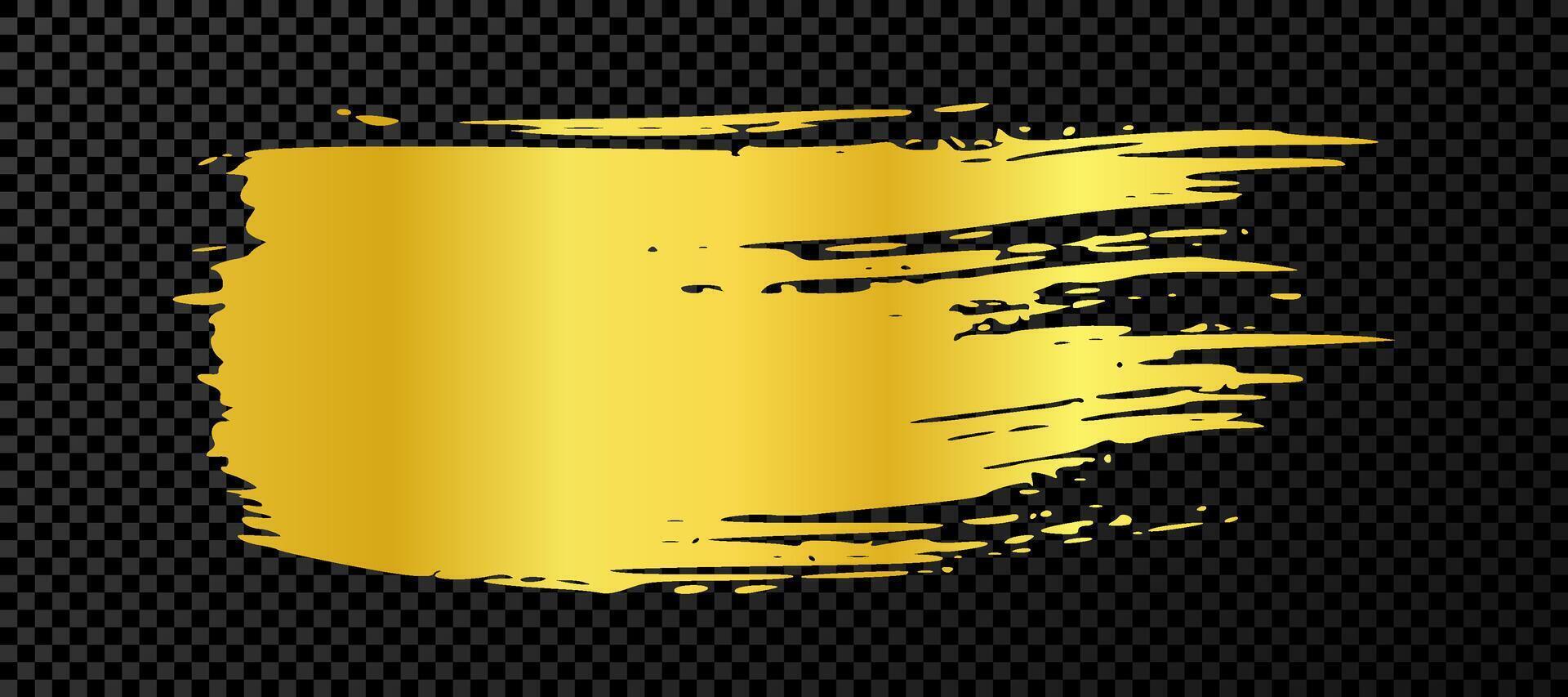 Gold brush stroke. Hand drawn ink spots isolated on dark background. illustration vector