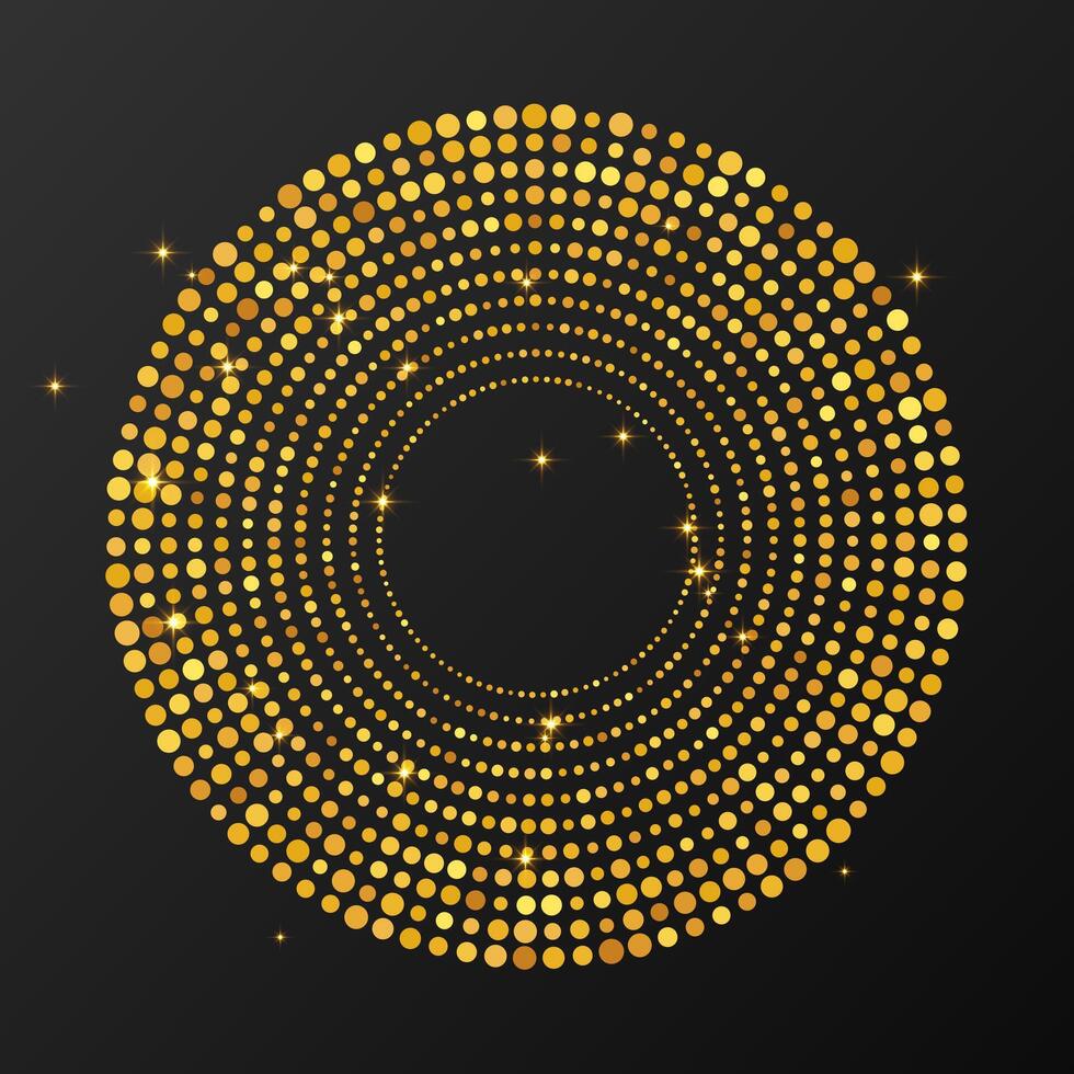 Abstract gold glowing halftone dotted background vector