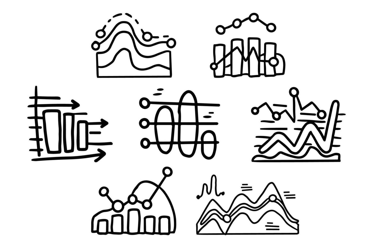 A set of graphs with different shapes and sizes vector