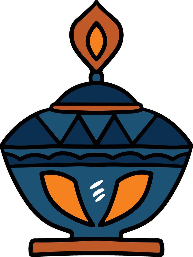 A black and white drawing of a lantern with a lit candle inside vector