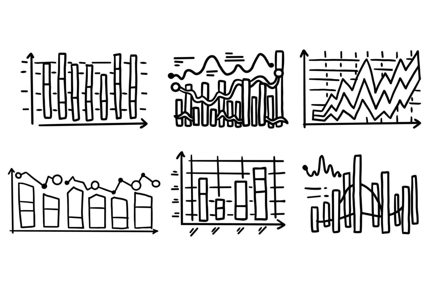 A set of six graphs with different shapes and sizes vector