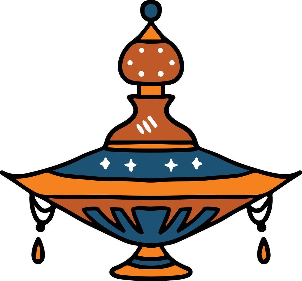 A black and white drawing of a lantern with a lit candle inside vector