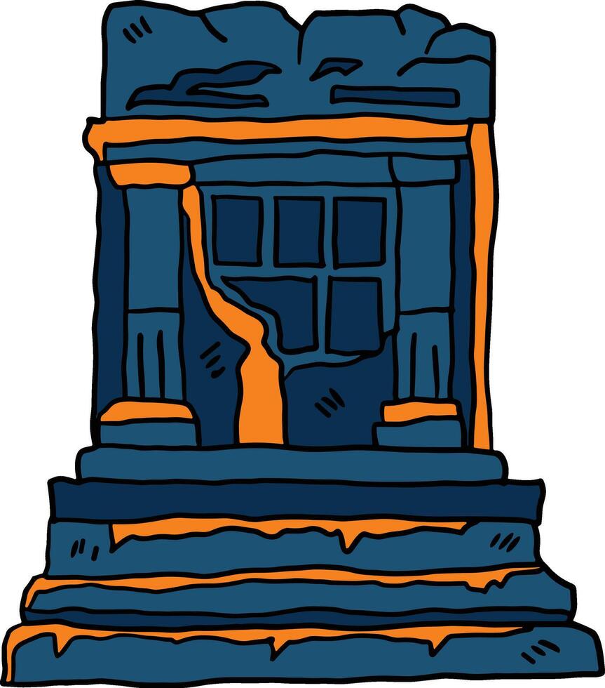 A stone building with a doorway and a window vector