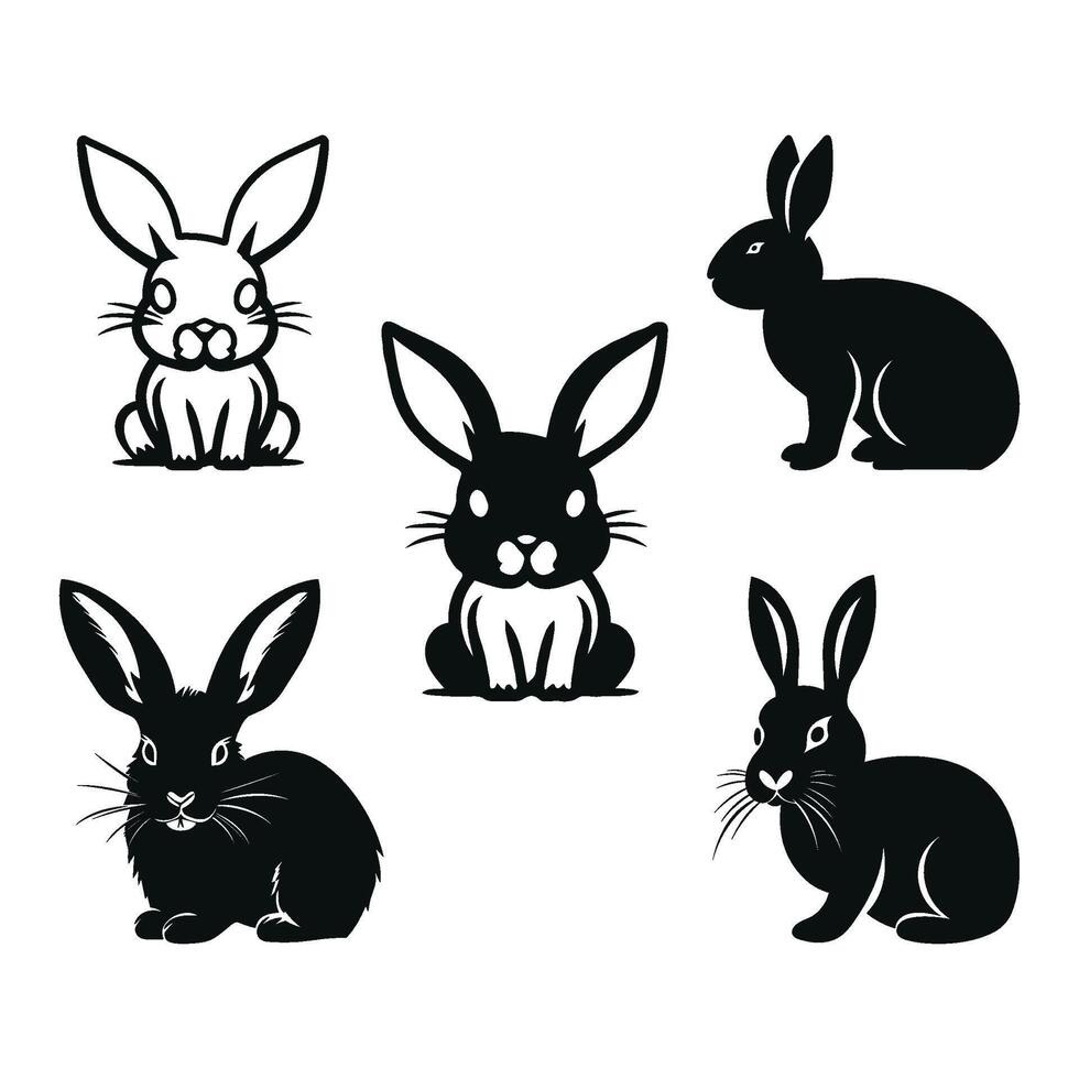 rabbit, bunny, animal, easter, cartoon, , hare, illustration, set, cute, holiday, pet, spring, mammal, fun, egg, design, happy, art, carrot, card, drawing, funny, ears, icon vector