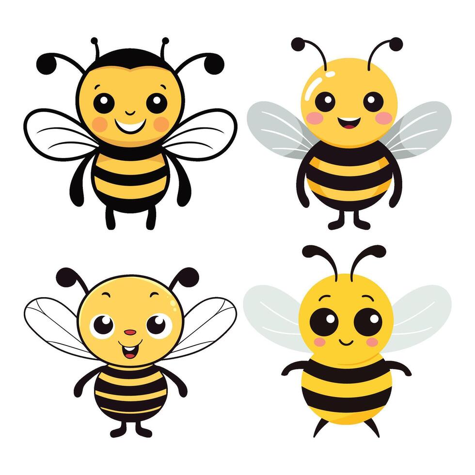 Set of Honey Bee Clipart Illustration vector
